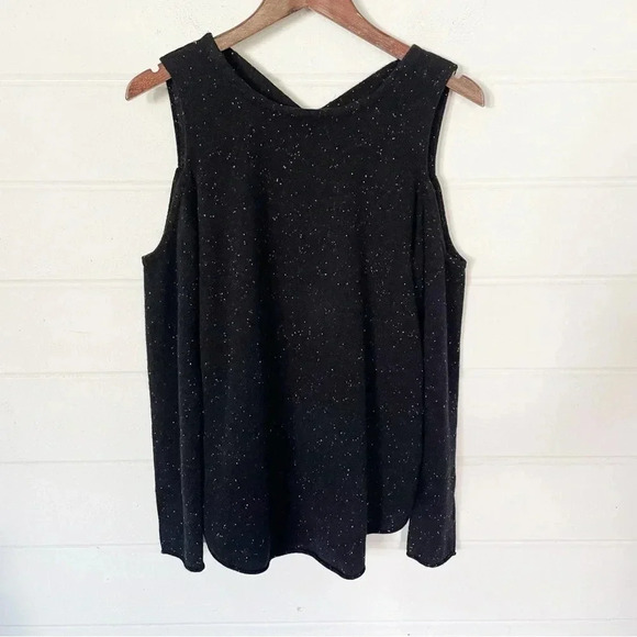 Generation Love Black Speckled Open Shoulders Lattice Back Cashmere Sweater M